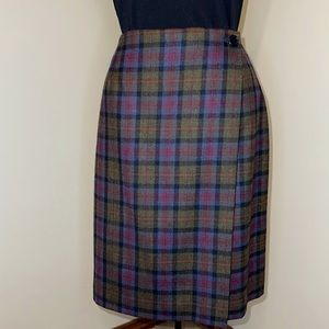 Charter Club wrap skirt plaid wool Y2K Size 10